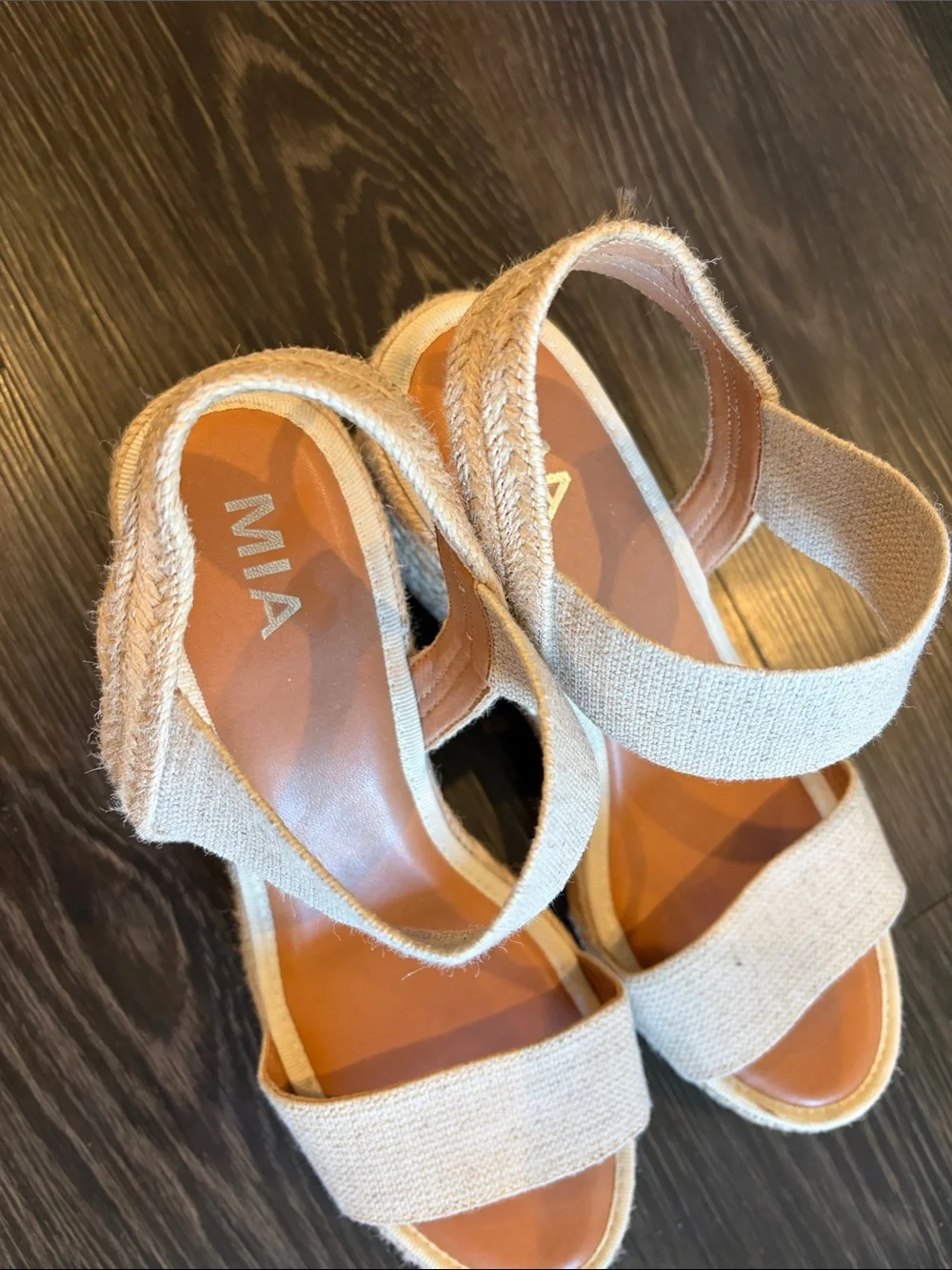 MIA Beige Elastic Strap Platform Sandals